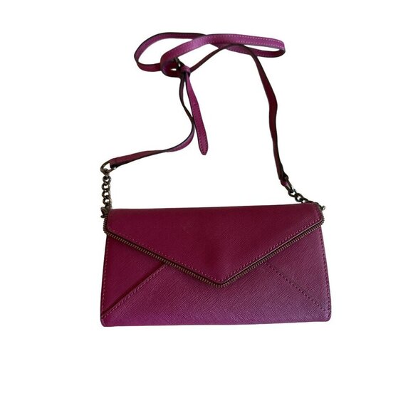 Rebecca Minkoff Magenta Crossbody Envelope Purse With Chain Strap & Multiple Com - Picture 5 of 5